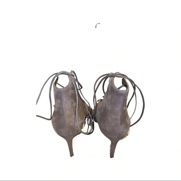Saint Laurent Paris Tie Strap Gray Suede Heels Size 36.5 - Picture 3 of 6